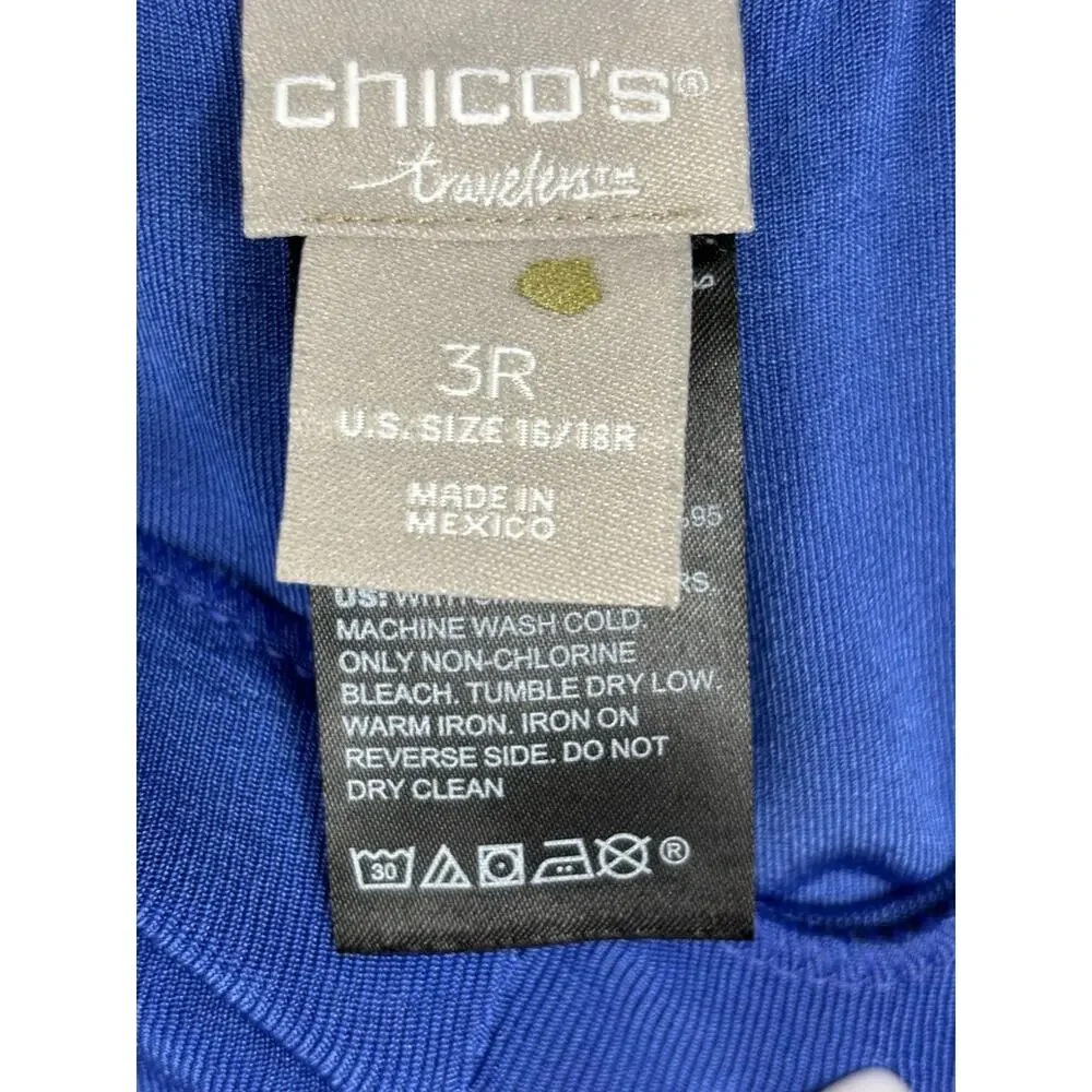 Chico's Travelers Womens Pull On Pants Sz 3 Sz‎ XL Blue Comfort Stretch Travel